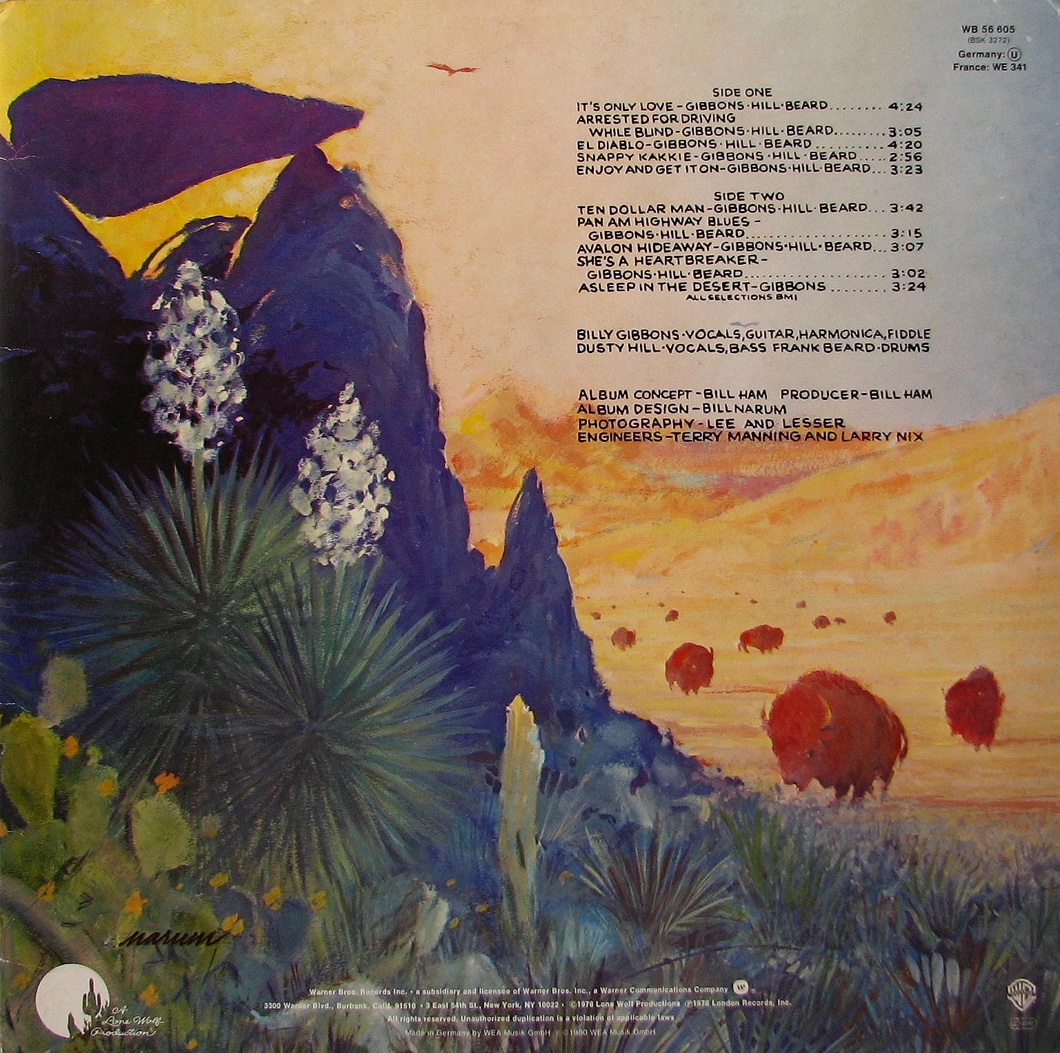 ZZ Top  Tejas : LP Back